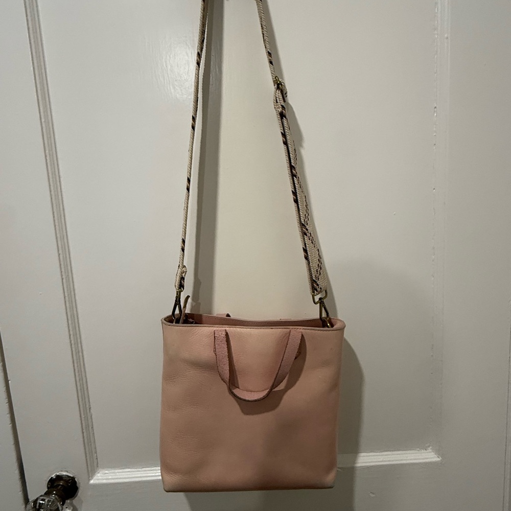 Madewell Pink Leather Tote Bag